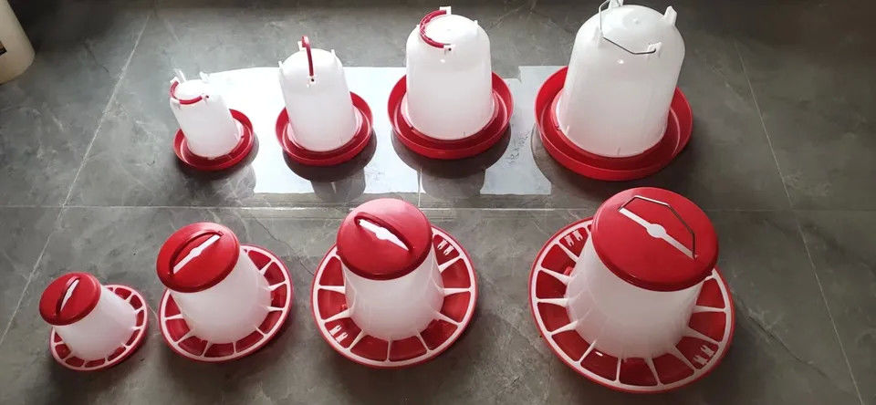Plastic Broiler Chicken Feeder Chicken Feeding Line Parts White Red